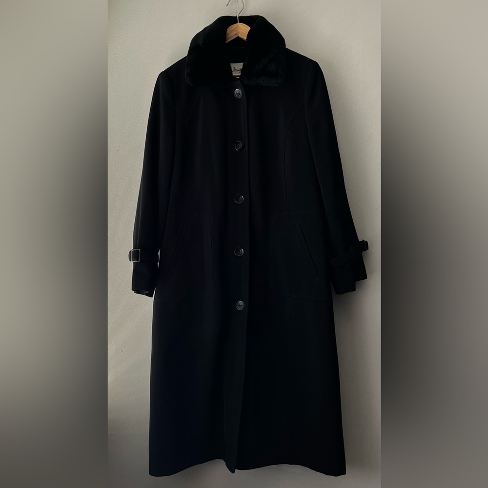 Vintage Faux Fur Black Trench Coat